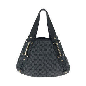 Gucci GG handbag Horsebit shoulder bag tote black canvas gray